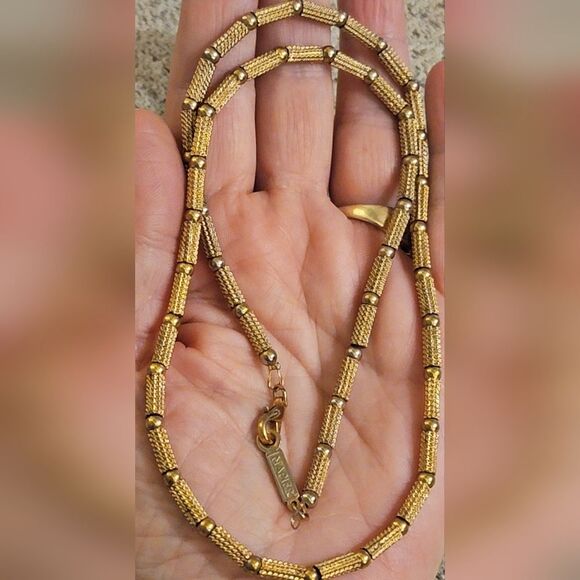 #Vintage #Napier #23K Gold Plated 23" Cylindrical Chain Necklace 39grams Signed - Picture 5 of 6